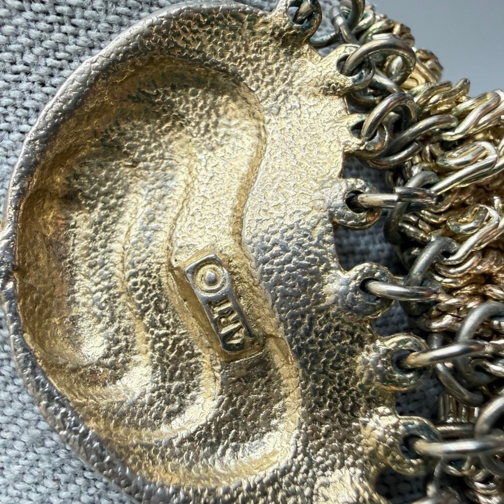 Vintage ART Waterfall Multi Chain Gold Tone Necklace 17" Lightweight Statement - Picture 6 of 11